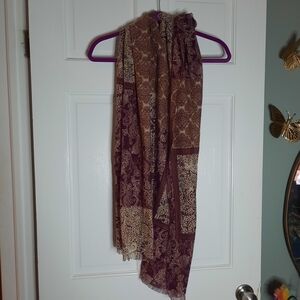 J. Jill Floral Paisley Scarf in Purple and Cream